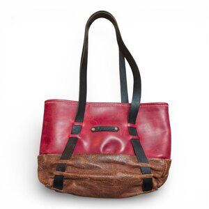 Blackkat Handmade Leather Tote Bag Red Brown Black | Artisan Connecticut Maker